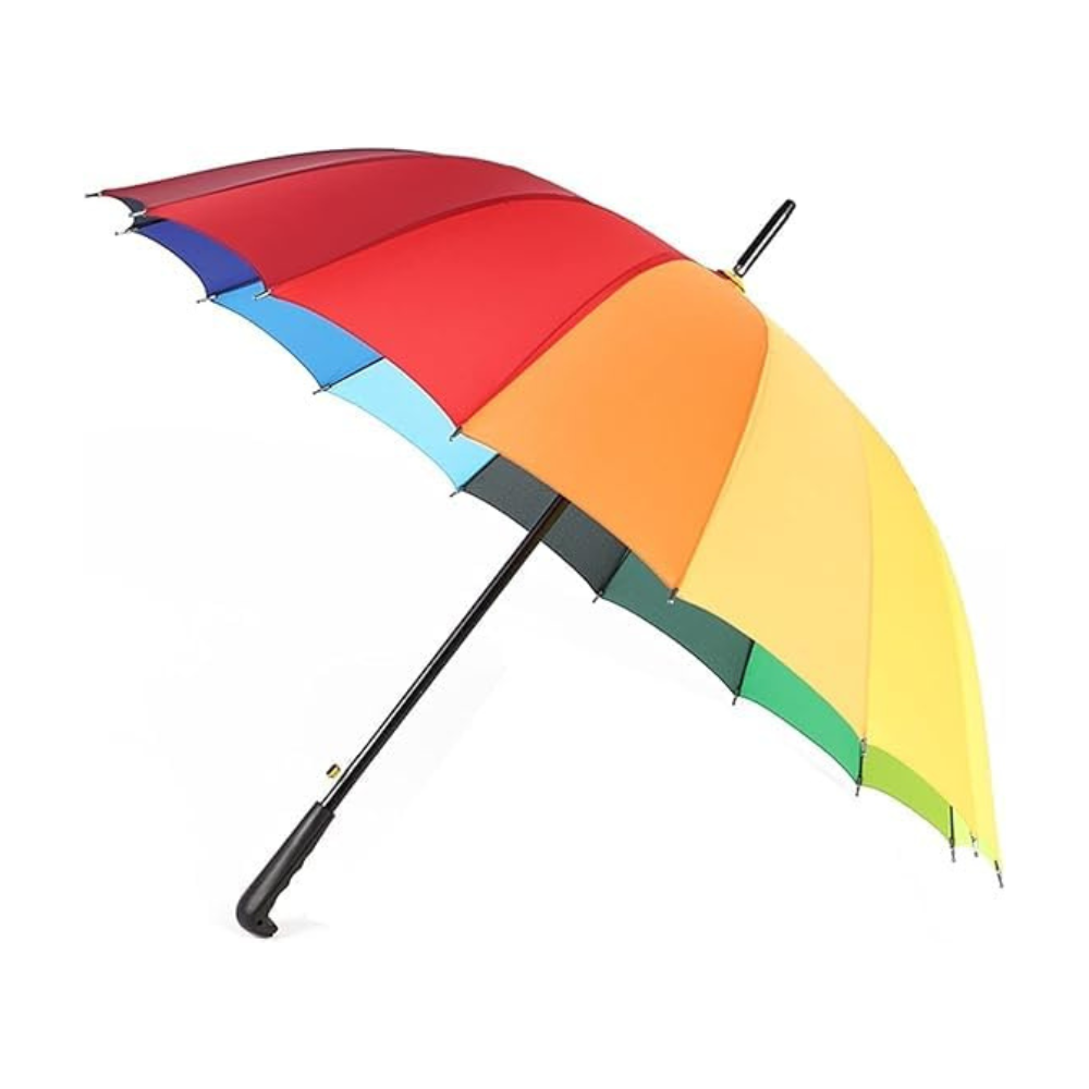 Parapluie arc-en-ciel, 16 baleines, multicolore, coupe-vent, léger, unisexe