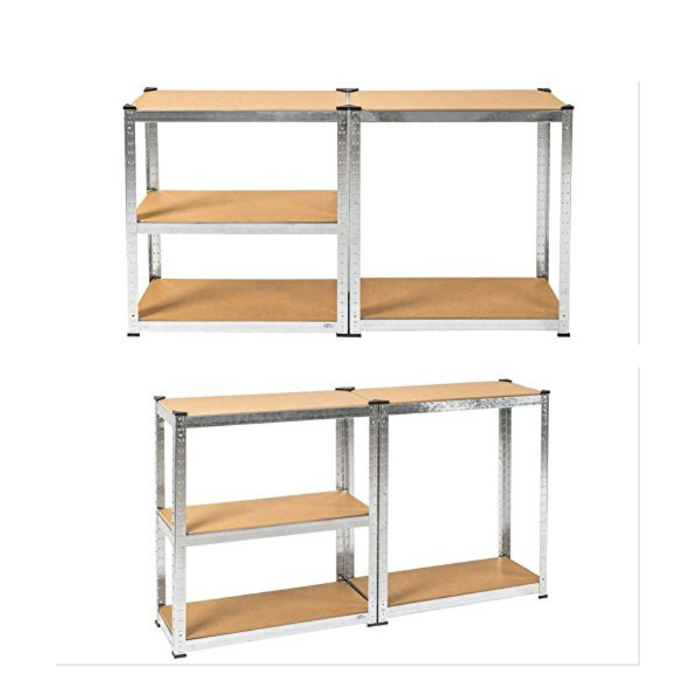 Étagère de rangement, 5 tablettes en métal galvanisé, robuste, étagères de garage en bois et métal