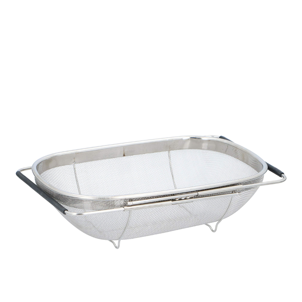 Stainless Steel Sink Strainer, Pull-Out Colander with Handles, 33 x 23.5 x 10 cm, Sink Strainer, Pasta Strainer, Silver