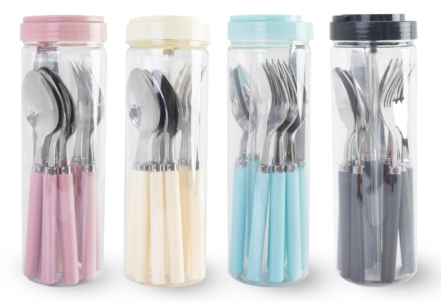 Set 16 Posate da Tavola Colorate con Barattolo - 4 Persone