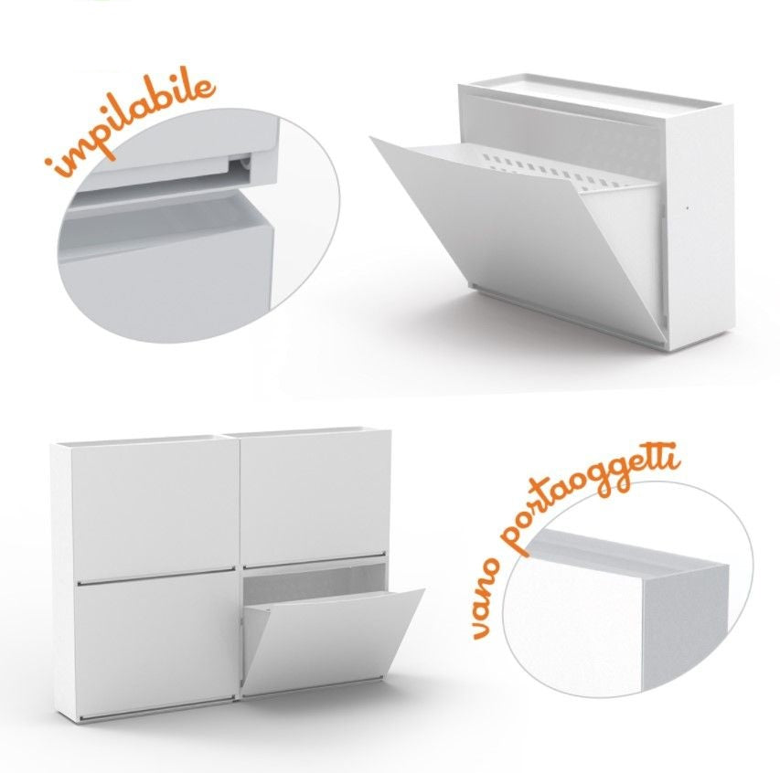 Scarpiera  Impilabile a Ribalta 51x17x39cm 2 colori