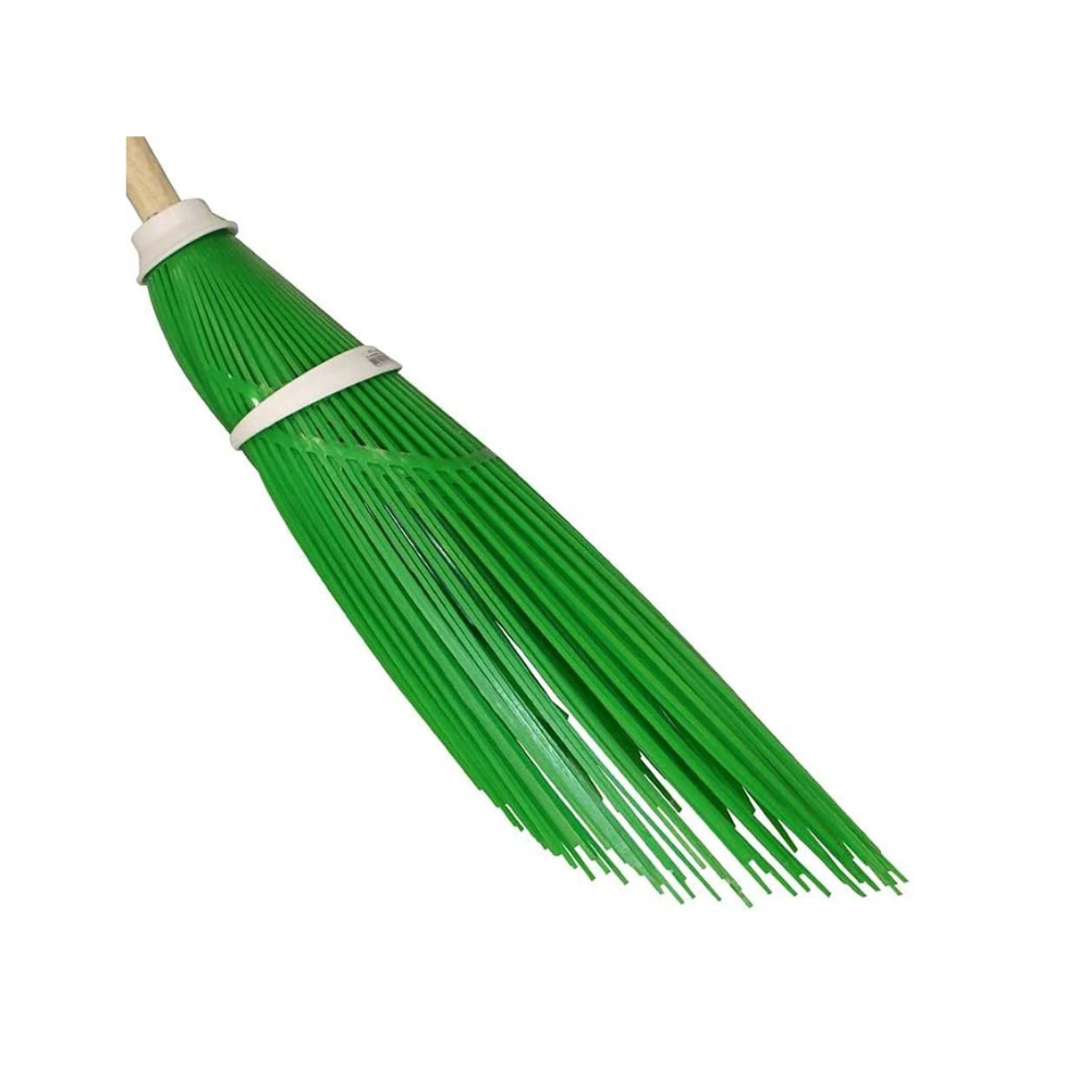 Scopa Giardino PVC Bamboo Setole Rigide Manico 150cm