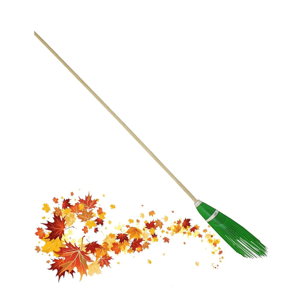Scopa Giardino PVC Bamboo Setole Rigide Manico 150cm
