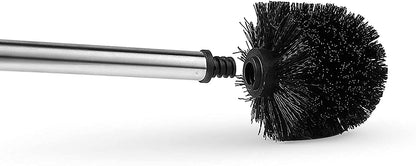 Scopino WC Elegante con Manico in Acciaio Inox e Testina Nera