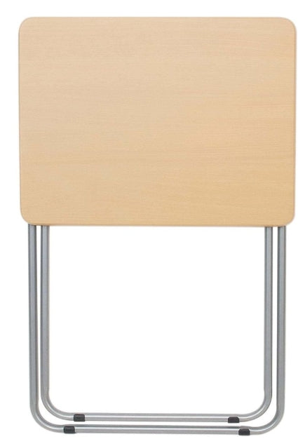 Tavolo Pieghevole 66x48x38cm Piano Legno Struttura Argento - Salvaspazio Multiuso