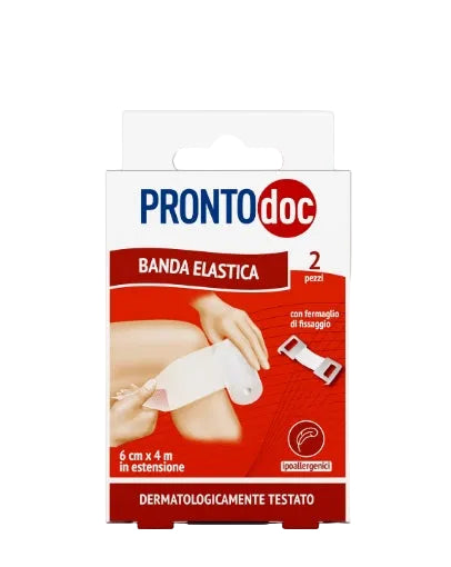 2 Confezioni Benda Elastica Per Fasciature, 4 Mt X 6 Cm,  da 2 Bende | Pronto Doc