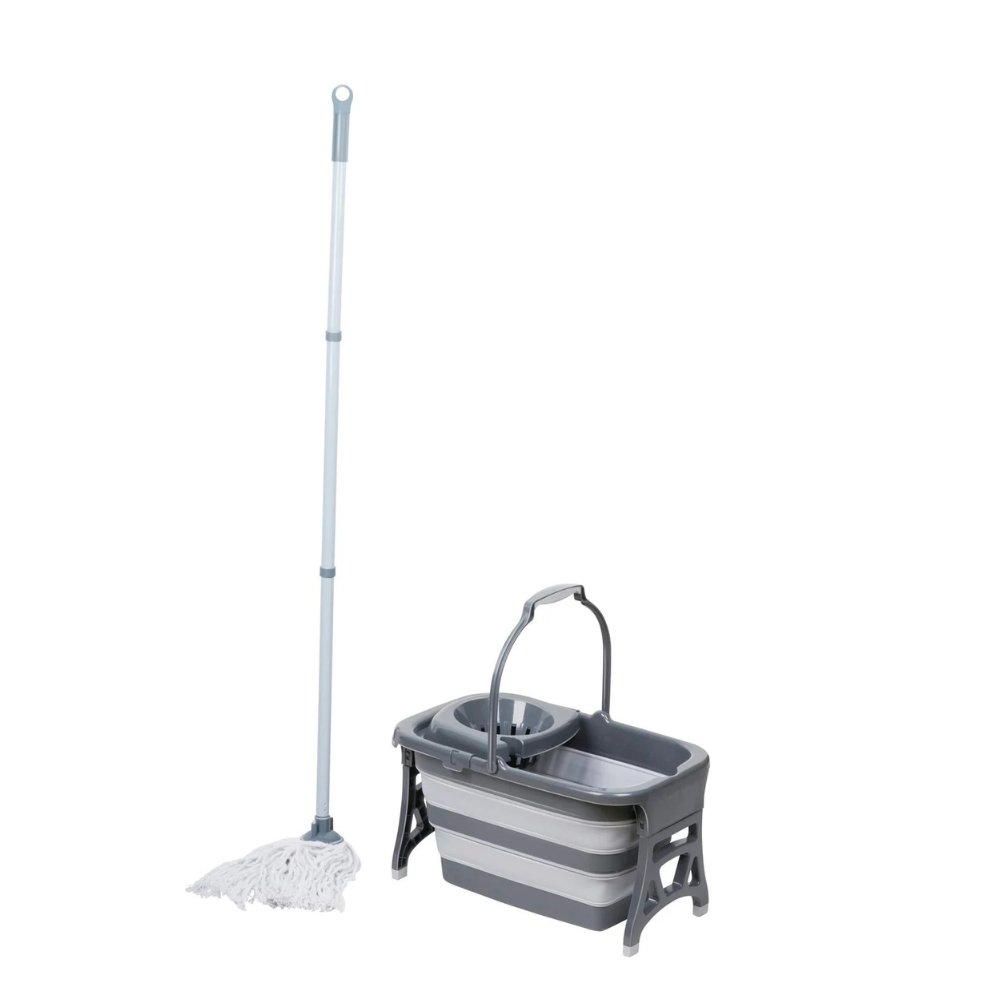 Set Mocio con Secchio Pieghevole e Strizzatore
