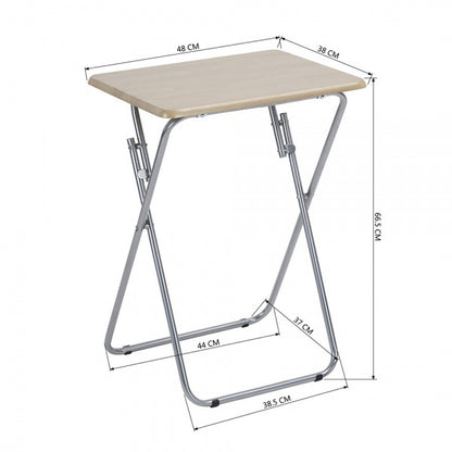 Tavolo Pieghevole 66x48x38cm Piano Legno Struttura Argento - Salvaspazio Multiuso