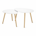 Tavolino set 2 pz ovaloidi con piedi color marrone
