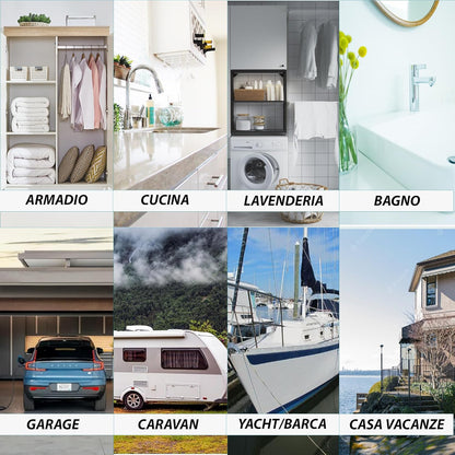 Deumidificatore Profumato BIB Goccia Smart 400ml - Confezione 6 Pezzi - 2in1 Assorbe Umidità + Profuma - Cristalli 180g - Muschio e Lavanda