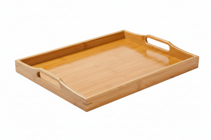Vassoio Bambù Grande con Maniglie 50x30cm - Portata Colazione Tè Caffè Servizio