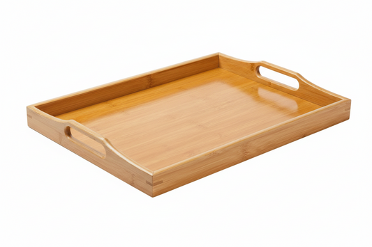 Vassoio Bambù Grande con Maniglie 50x30cm - Portata Colazione Tè Caffè Servizio