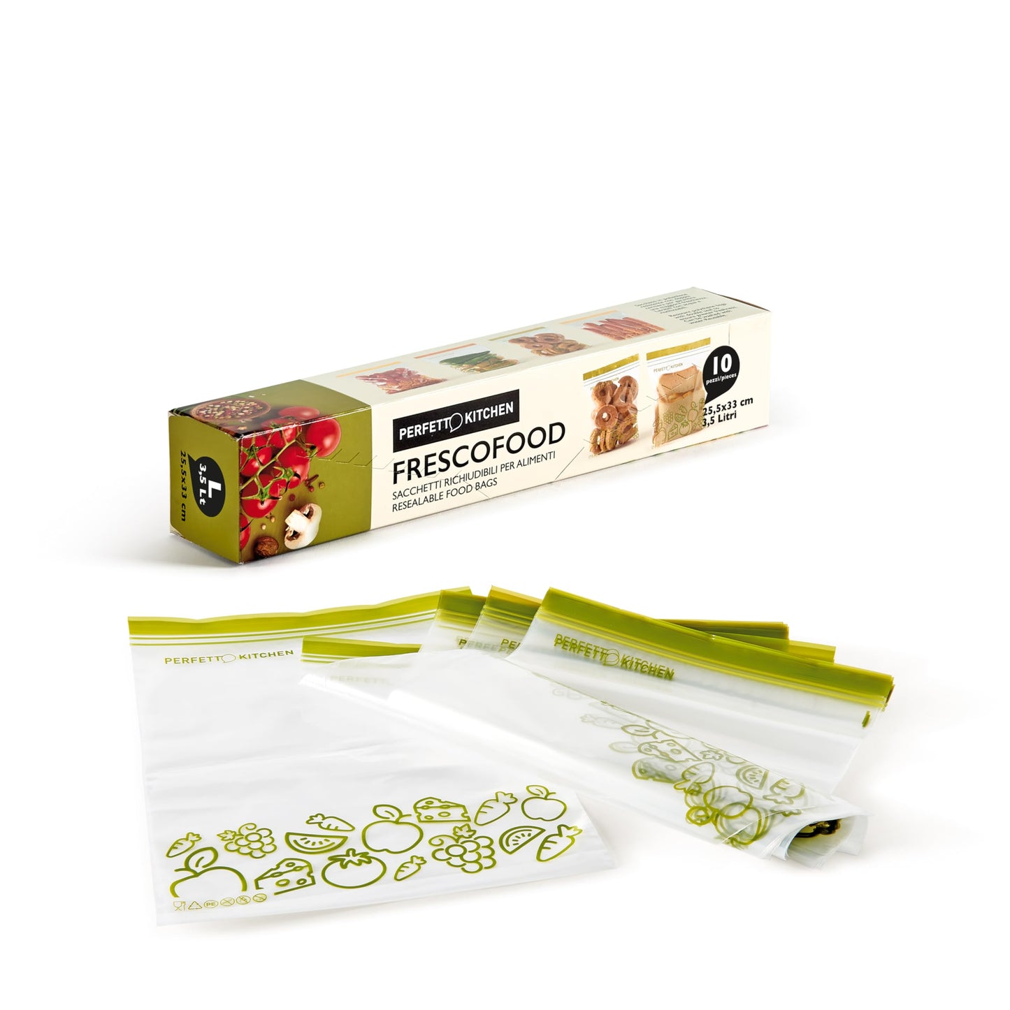 Sacchetti Richiudibili Frigo Freezer 25,5x33cm - Frescofood 10 Pezzi L