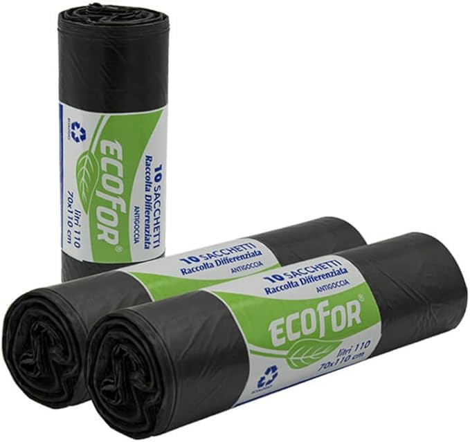 FercasaShop® 350 TRANSPARENT garbage bags, size 70x110 cm, 110 Litre capacity, bags for separate waste collection, 35 rolls of 10 pieces
