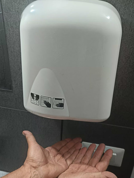 Electric Hand Dryer Mod. Ventos in ABS, Dimensions 220 x 150 x 280 h, for Safety with Stop and Go Photocell