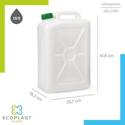 Tanica Ecoplast 10L - Contenitore Multiuso Resistente con Tappo Made in Italy