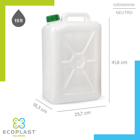 Tanica Ecoplast 10L - Contenitore Multiuso Resistente con Tappo Made in Italy