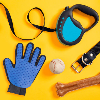 Set 2 Paia di Guanti Rimuovi Peli, Rimozione e Massaggio, per Cani e Gatti, Effetto Spazzola, Setole in Gomma, Blu