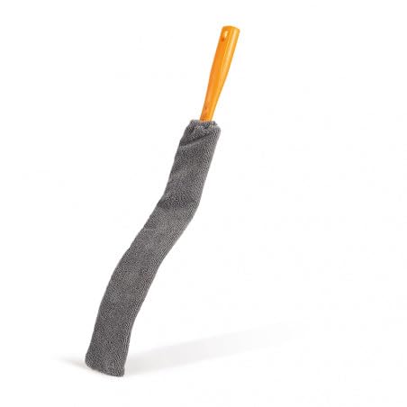 Piumino Flessibile in Microfibra, 44 cm, con Panno di Ricambio, Grigio e Arancione