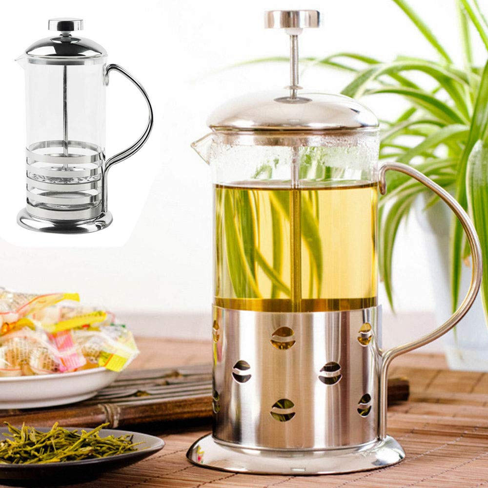Caffettiera Pressa Francese 350ml Vetro e Metallo - French Press per Caffè Tè Tisane 2 Modelli