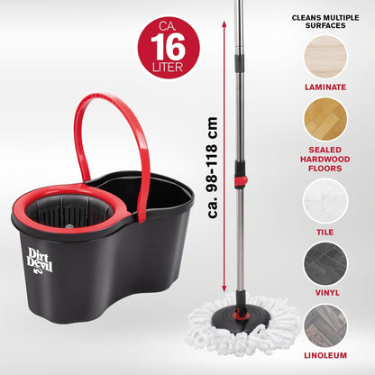 Set Mocio Dirt Devil con Strizzatore e Secchio 16L - Microfibra