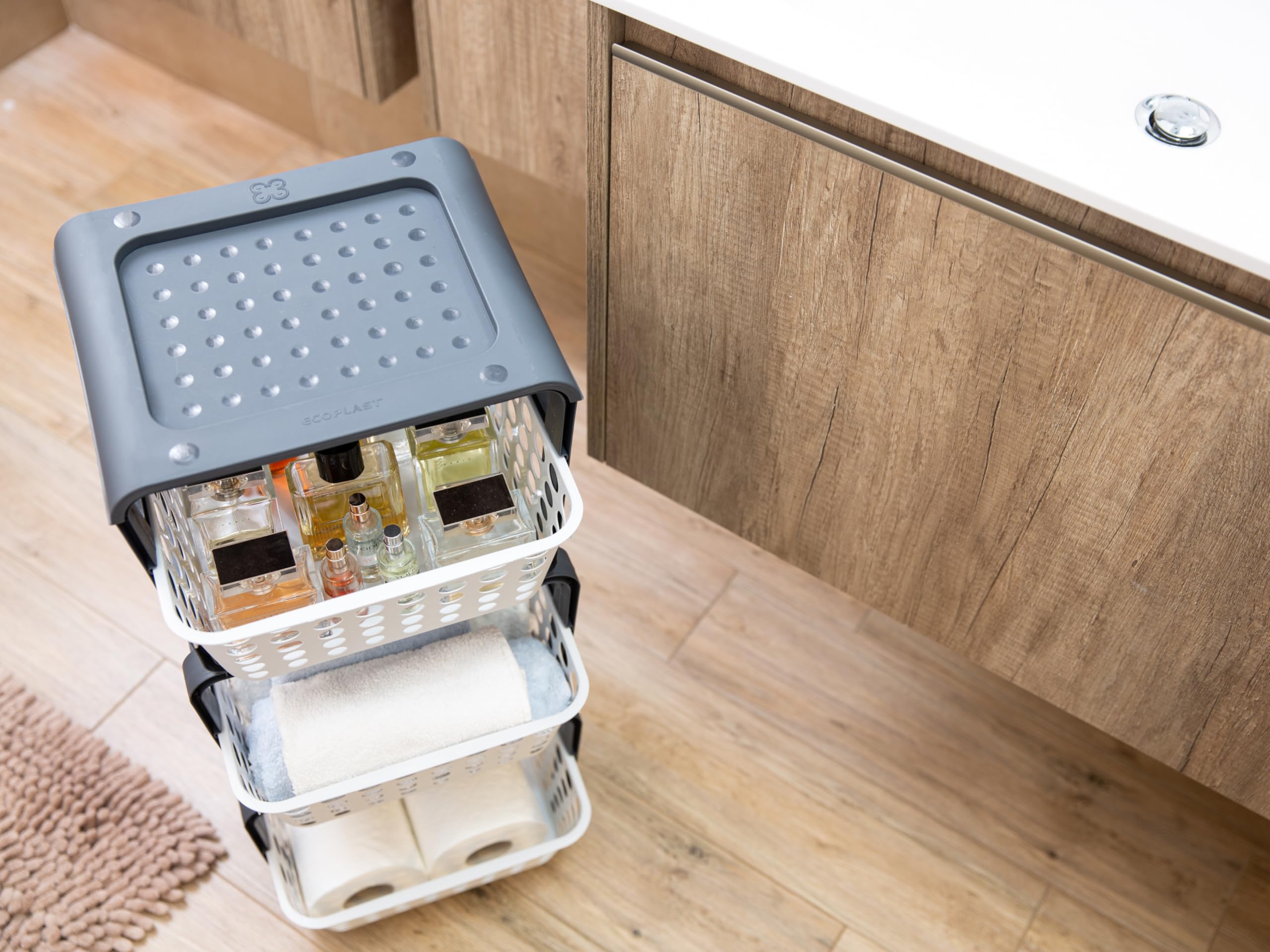 Carrello Modula 3 Ripiani Ruote - Plastica Riciclata