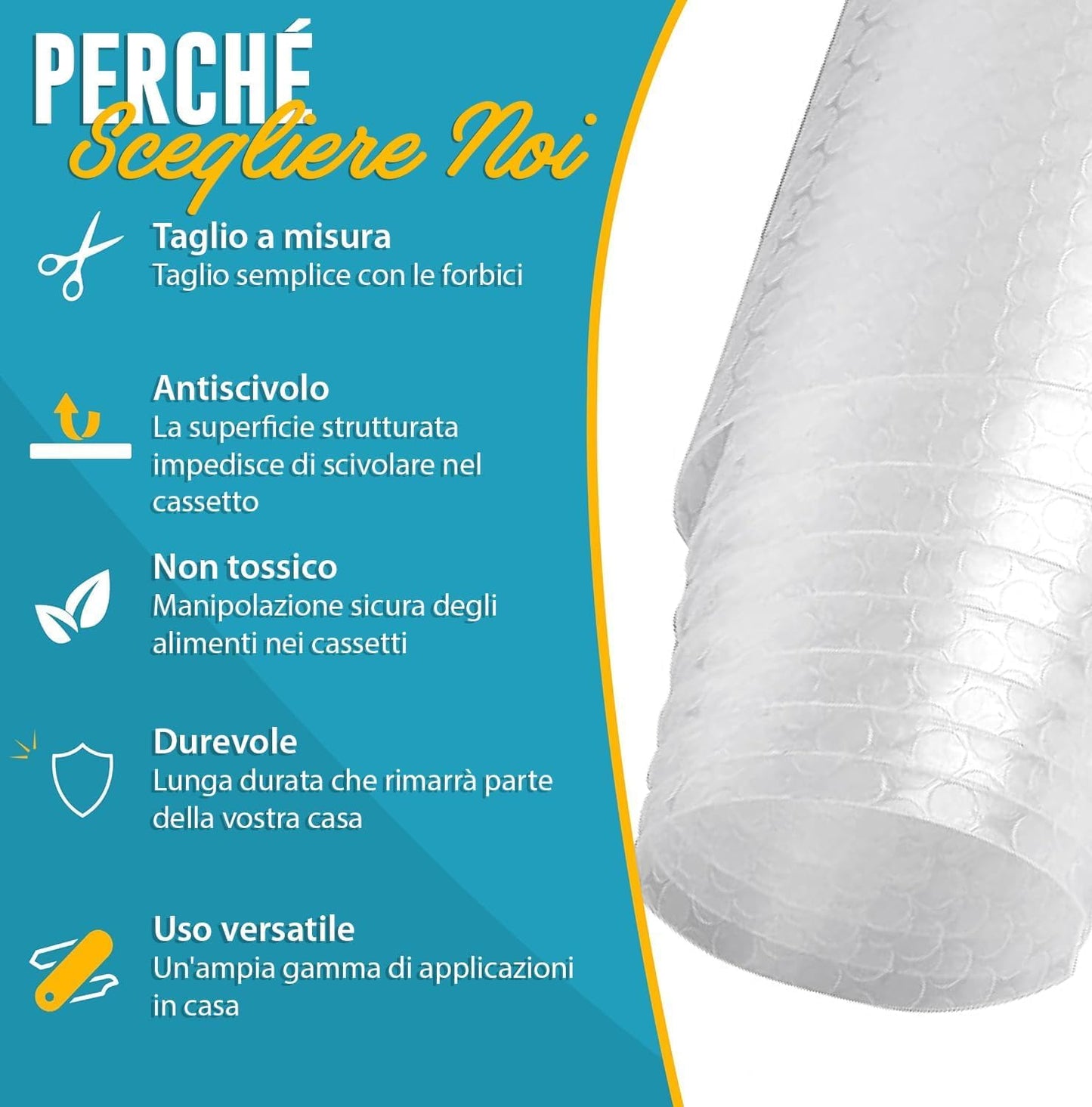 Set 2 Tappetini Antiscivolo Cassetti 50x150cm - Trasparenti Impermeabili Non Adesivi - Proteggi Ripiani