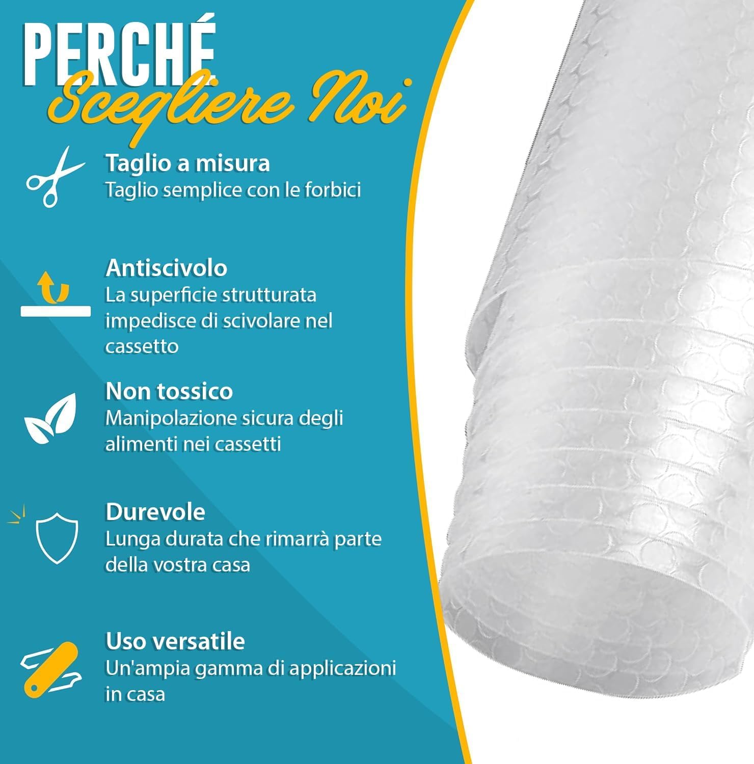 Lot de 2 tapis de tiroir antidérapants 50 x 150 cm, transparents et imperméables - Protection des étagères