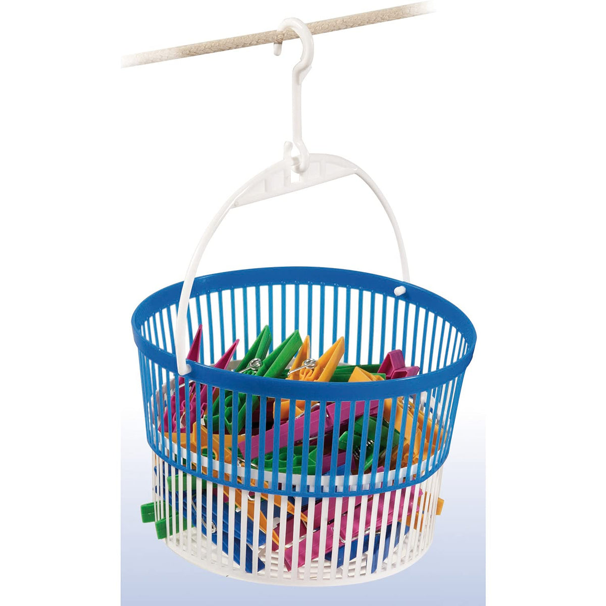Cestello Portamollette con Gancio e 10 Mollette Colorate – 2 Fasce