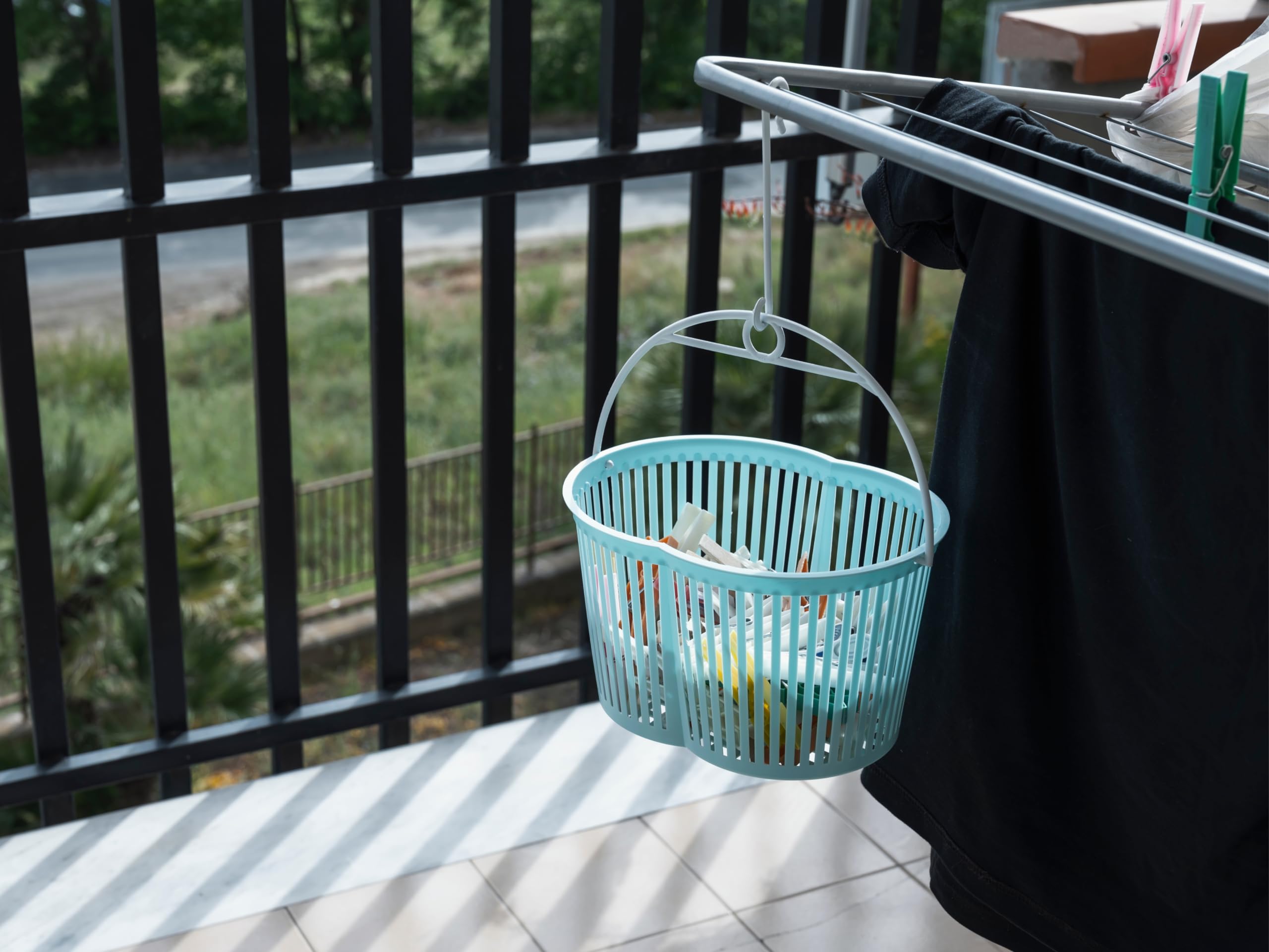 Ecoplast | Clothes Peg Holder, Clothesline Peg Basket in Assorted Colors: Lavender/Pink/Blue/Green, Made in Italy, 1 Unit