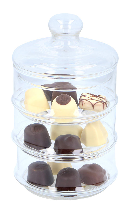 Bonbons en verre empilables avec couvercle, contenant 3 bocaux à bonbons, pour confettis, fêtes et cérémonies.
