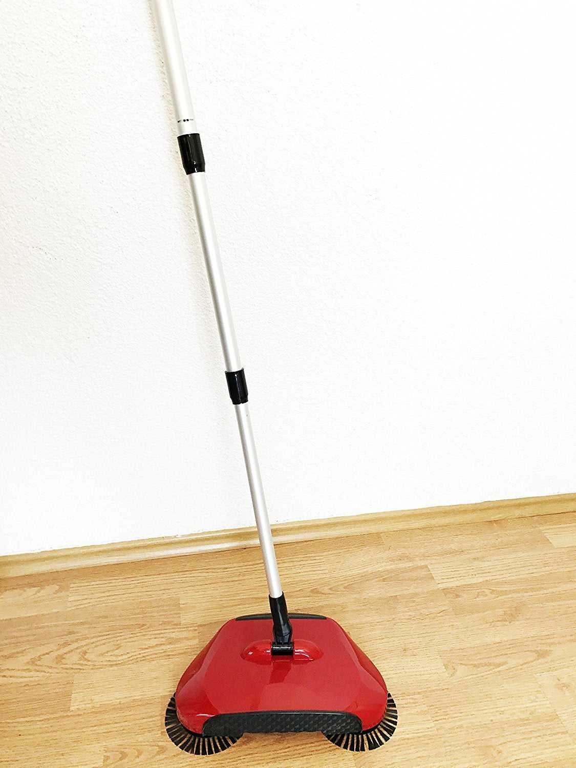 Spazzatrice Manuale 2 in 1 con Doppia Spazzola, Scopa Manuale Rotante a 360 Gradi per Pavimenti in Piastrelle di Legno, Compatta, Leggera, Facile da Pulire
