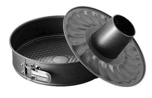 Stampo per Dolci 2 Fondi Tortiera con Corniera, Alluminio Pressofuso, Nero, 28x28x7 cm
