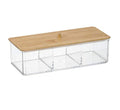 Organisateur cosmétique rectangulaire Alpina en bambou 23,4 x 9,5 x 7 cm