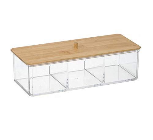 Organisateur cosmétique rectangulaire Alpina en bambou 23,4 x 9,5 x 7 cm