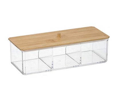 Organisateur cosmétique rectangulaire Alpina en bambou 23,4 x 9,5 x 7 cm