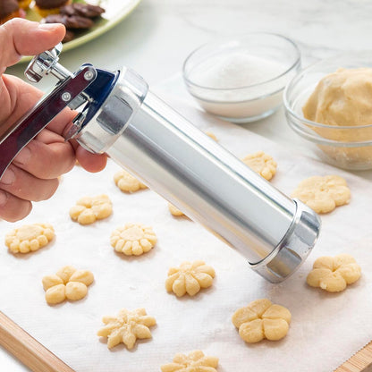 InnovaGoods® Prekies 2-in-1 Cookie Maker and Piping Bag, prepares cookies quickly and easily, red colour, aluminium material, ideal for the home.