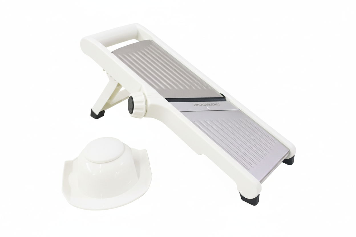 Mandolina Affettaverdure Professionale Acciaio Inox - Regolabile con Tampone Salvamano