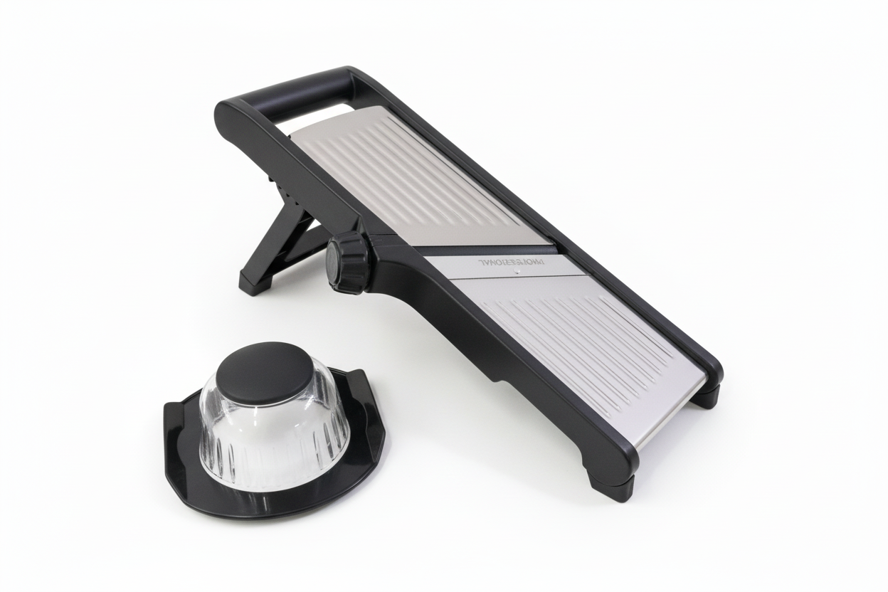 Mandolina Affettaverdure Professionale Acciaio Inox - Regolabile con Tampone Salvamano