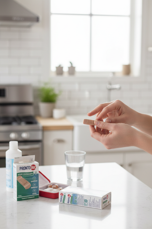 Applicazione cerotto su taglio al dito