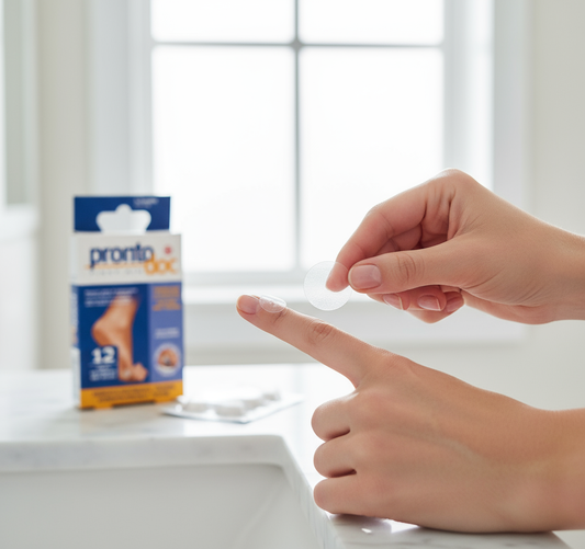 Applicazione cerotto verruca su dito