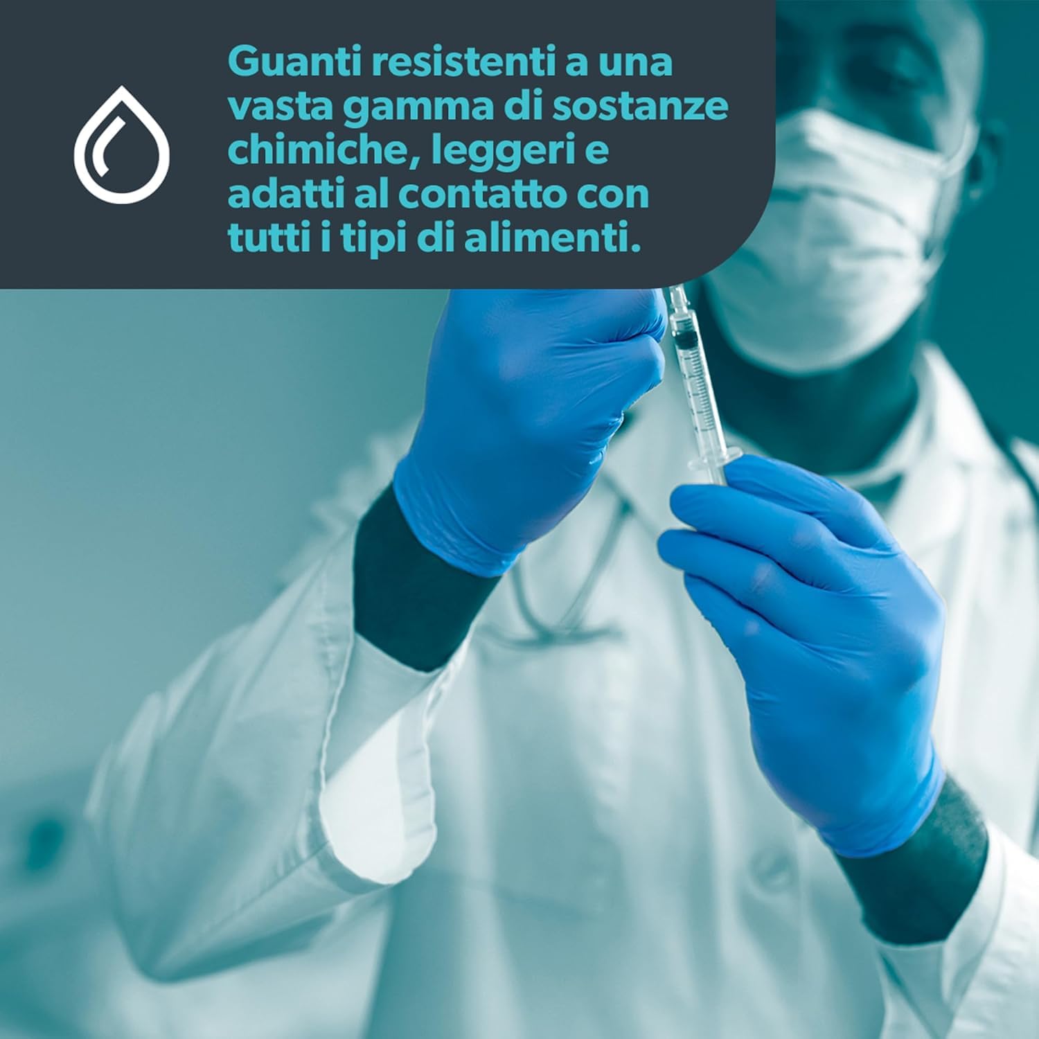 FERCASASHOP® Disposable Nitrile Gloves, Blue 3.50g - Powder-free and with anti-drip edge - Size SML-XL