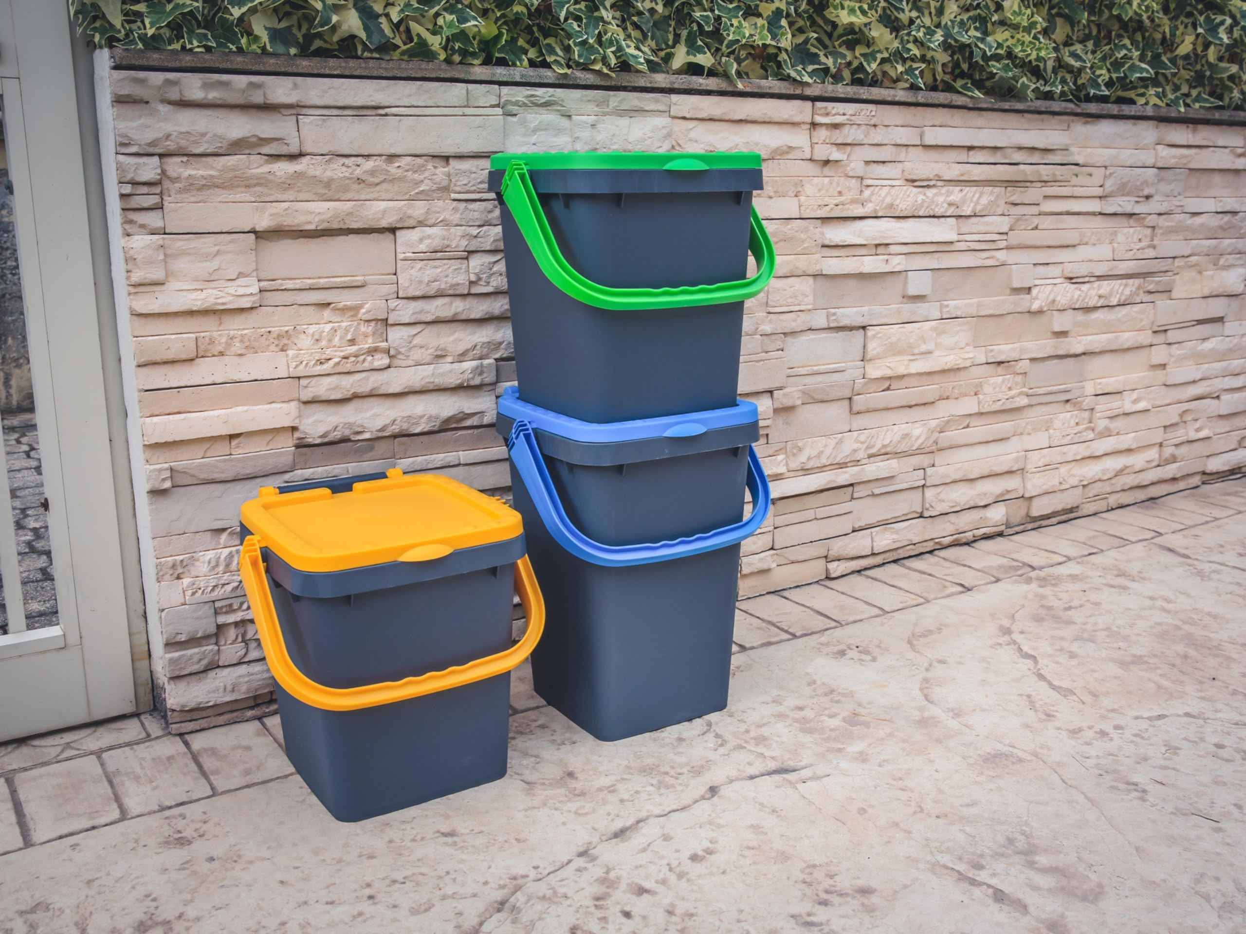 Poubelle de tri sélectif, ouverture type livre, flexible et indéformable, résistante à toutes les températures, idéale pour l'intérieur et l'extérieur, capacité 50 L, fabriquée en Italie