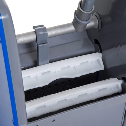 Carrello Rettangolare in Plastica - 2 Secchi da 25 Lt, Strizzatore, Maniglia Rilsan, 4 Rotelle - Ideale per Pulizia Pavimenti Casa e Luoghi Pubblici