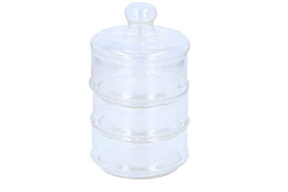 Contenitore Barattolo Porta Dolci Bon Bon con 3 Barattoli Impilabili in Vetro e Coperchio per Confettata Feste e Cerimonie