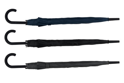 Ombrello Automatico 23 Pollici con Manico Curvo Ergonomico - Apertura Rapida Antivento Resistente - Nero Grigio Blu - Uomo Donna Viaggio