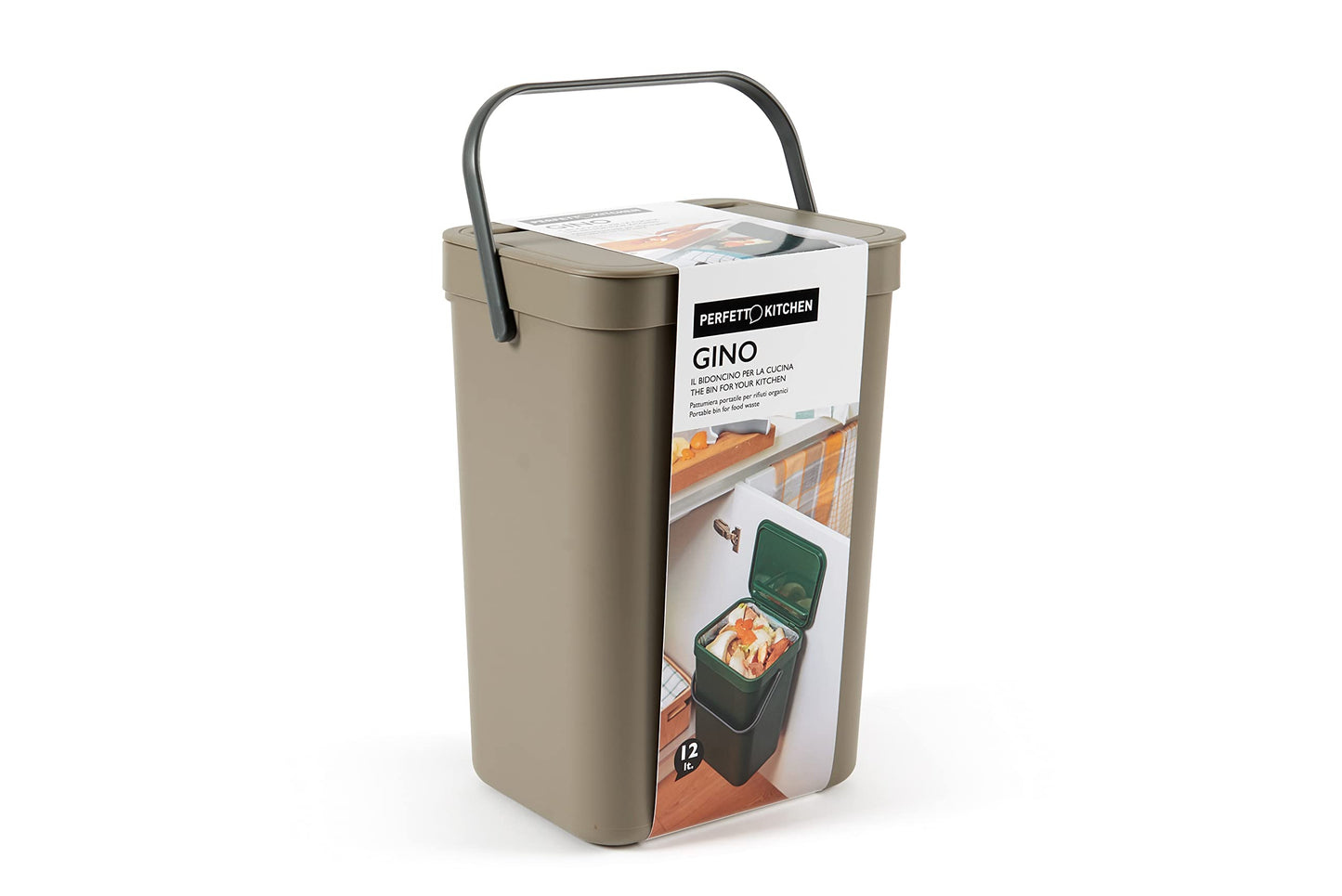 Perfect HANGING WASTE BIN FOR WET / ORGANIC WASTE - GINO collection - 12 lt. 2 Colors