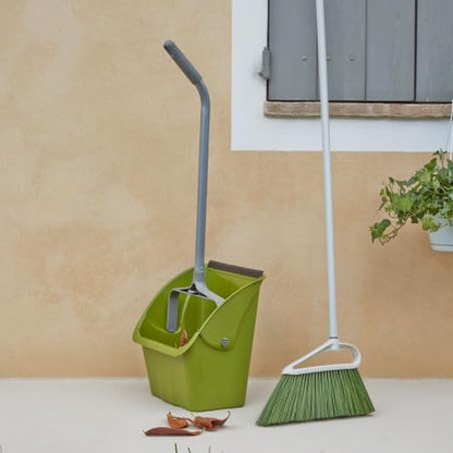 Set Pulizia Giardino - Scopa Fibra Nylon Manico Metallo + Paletta Basculante