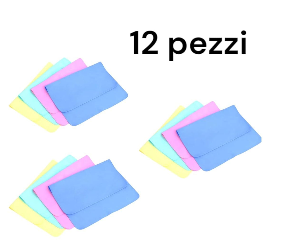 Panno Magico PVA 30x40 cm – Set 12 Panni Pulenti Riutilizzabili, Colori Assortiti