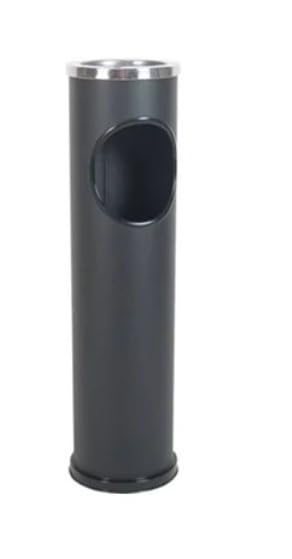 Stainless Steel Round Floor Ashtray, 15 cm Diameter, 56 cm Height, for Indoor and Outdoor Use. Available in 2 colors.
